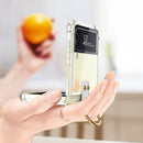 For Samsung Galaxy Z Flip3 5G GKK Shockproof Airbag Phone Case with Ring Holder(Transparent Pink)