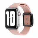 Black Buckle Silicone Watch Band For Apple Watch Series 7 45mm / 6&SE&5&4 44mm / 3&2&1 42mm(Pink Sand)