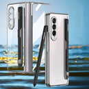 For Samsung Galaxy Z Fold3 5G GKK Integrated Electroplating + Glass Phone Case with Pen Slot(Silver)