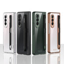 For Samsung Galaxy Z Fold3 5G GKK Integrated Electroplating + Glass Phone Case with Pen Slot(Silver)