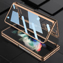 For Samsung Galaxy Z Fold3 5G GKK Integrated Electroplating + Glass Phone Case with Pen Slot(Silver)
