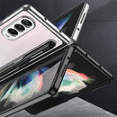 For Samsung Galaxy Z Fold3 5G GKK Integrated Electroplating + Glass Phone Case with Pen Slot(Silver)