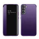 For Samsung Galaxy S22 5G Window View Leather Phone Case(Purple)