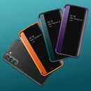 For Samsung Galaxy S22 5G Window View Leather Phone Case(Orange)