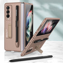 For Samsung Galaxy Z Fold3 5G GKK Ultra-thin PC Phone Flip Case with Holder & Pen Slot(Gold)