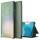 For Samsung Galaxy S22+ 5G Carbon Fiber View Time Leather Phone Case(Green)