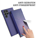 For Samsung Galaxy S22 Ultra 5G Carbon Fiber View Time Leather Phone Case(Red)