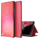 For Samsung Galaxy S22 Ultra 5G Carbon Fiber View Time Leather Phone Case(Red)