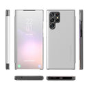 For Samsung Galaxy S22 Ultra 5G Carbon Fiber View Time Leather Phone Case(White)
