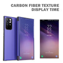 For Xiaomi Redmi Note 11 5G Carbon Fiber View Time Leather Phone Case(Blue)