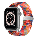 Nylon Braid Watch Band For Apple Watch Series 7 45mm / 6&SE&5&4 44mm / 3&2&1 42mm(Colorful Pink)