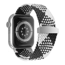 Nylon Braid Watch Band For Apple Watch Series 7 45mm / 6&SE&5&4 44mm / 3&2&1 42mm(Black + White)