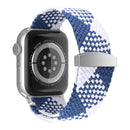 Nylon Braid Watch Band For Apple Watch Series 7 45mm / 6&SE&5&4 44mm / 3&2&1 42mm(Blue + White)