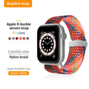 Nylon Braid Watch Band For Apple Watch Series 7 45mm / 6&SE&5&4 44mm / 3&2&1 42mm(Colorful Pink)