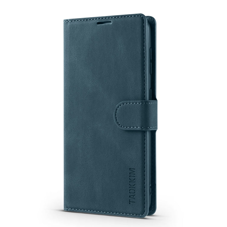 For Samsung Galaxy S22+ 5G TAOKKIM Calf Texture Leather Phone Case(Blue)