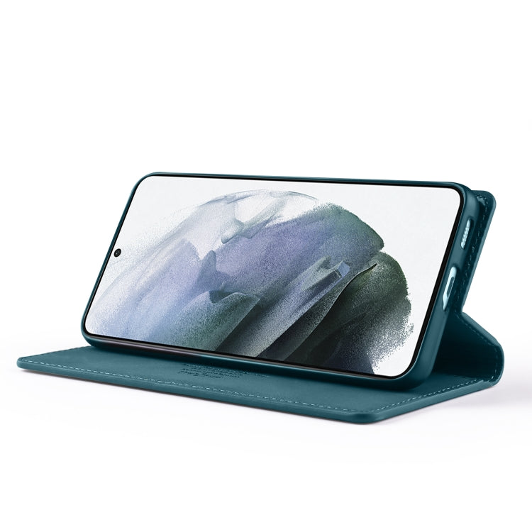 For Samsung Galaxy S22+ 5G TAOKKIM Calf Texture Leather Phone Case(Blue)