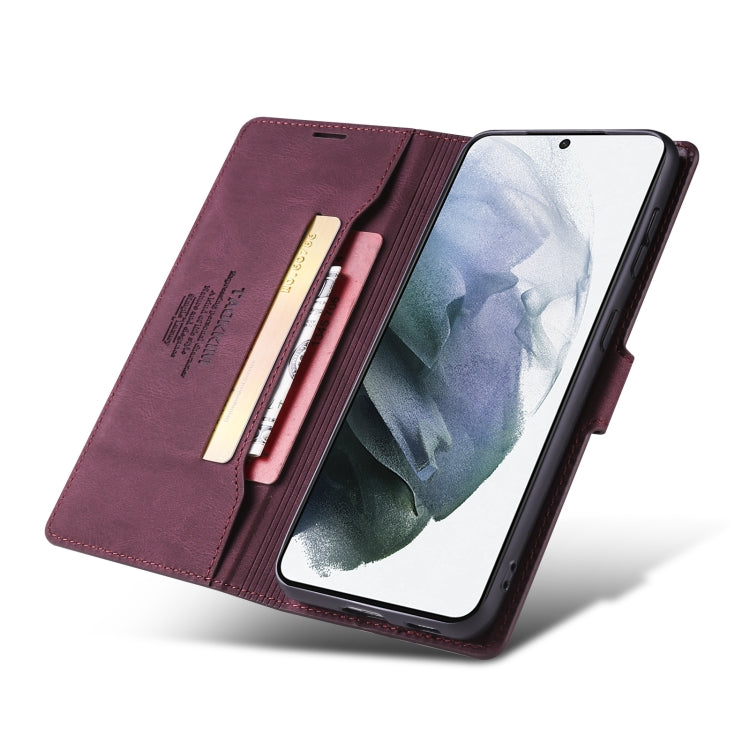 For Samsung Galaxy S22+ 5G TAOKKIM Calf Texture Leather Phone Case(Red)