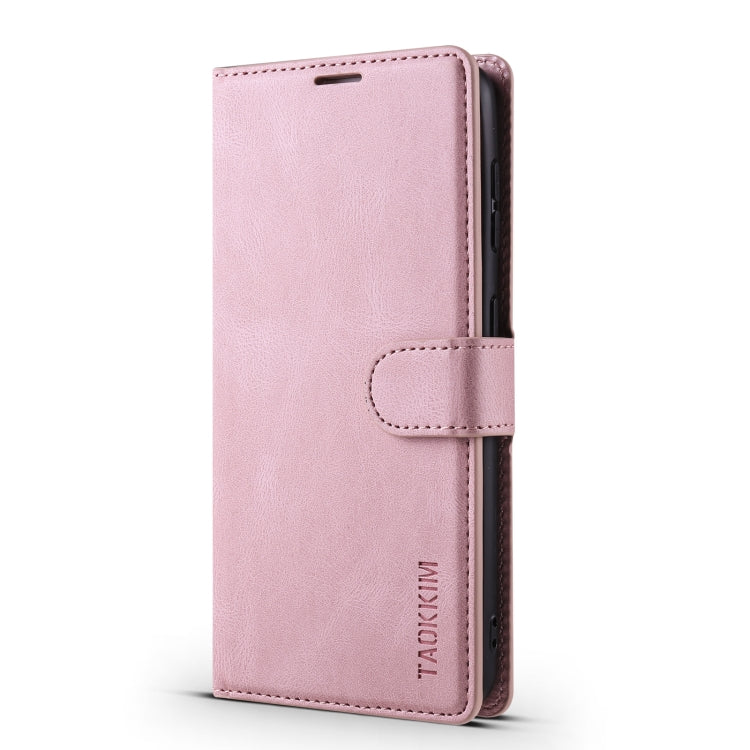 For Samsung Galaxy S22+ 5G TAOKKIM Calf Texture Leather Phone Case(Pink)