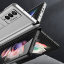 For Samsung Galaxy Z Fold3 5G GKK Magnetic Full Coverage Phone Flip Case with Holder(Black)