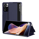 For Xiaomi Redmi Note 11 Pro Window View Leather Phone Case(Blue)