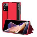 For Xiaomi Redmi Note 11 Pro Window View Leather Phone Case(Red)