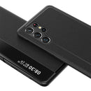 For Samsung Galaxy S22 Ultra 5G Window View Leather Phone Case(Black)