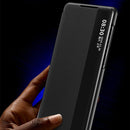 For Samsung Galaxy S22 Ultra 5G Window View Leather Phone Case(Black)