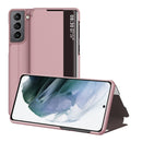 For Samsung Galaxy S22+ 5G Window View Leather Phone Case(Rose Gold)