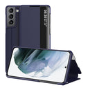 For Samsung Galaxy S22 5G Window View Leather Phone Case(Blue)