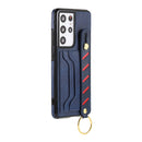 For Samsung Galaxy S21 Ultra 5G Wristband Wallet Leather Phone Case(Blue)