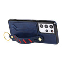 For Samsung Galaxy S21 Ultra 5G Wristband Wallet Leather Phone Case(Blue)