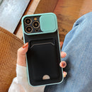 Sliding Camshield Card TPU+PC Case For iPhone 12 Pro Max(Sky Blue)