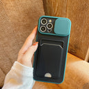 Sliding Camshield Card TPU+PC Case For iPhone 12 Pro Max(Dark Green)