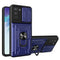 For Samsung Galaxy S21 FE 5G Camera Cover Phone Case with Card Slot & Holder(Blue)