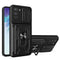 For Samsung Galaxy S21 FE 5G Camera Cover Phone Case with Card Slot & Holder(Black)