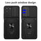 For Samsung Galaxy S21 FE 5G Camera Cover Phone Case with Card Slot & Holder(Black)