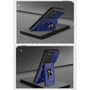 For Samsung Galaxy S21 FE 5G Camera Cover Phone Case with Card Slot & Holder(Rose Gold)