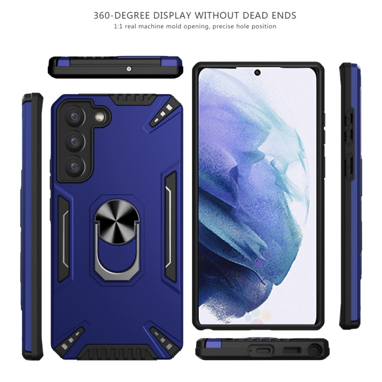 For Samsung Galaxy S22 5G PC + TPU Phone Case with Rotatable Ring Holder(Blue)