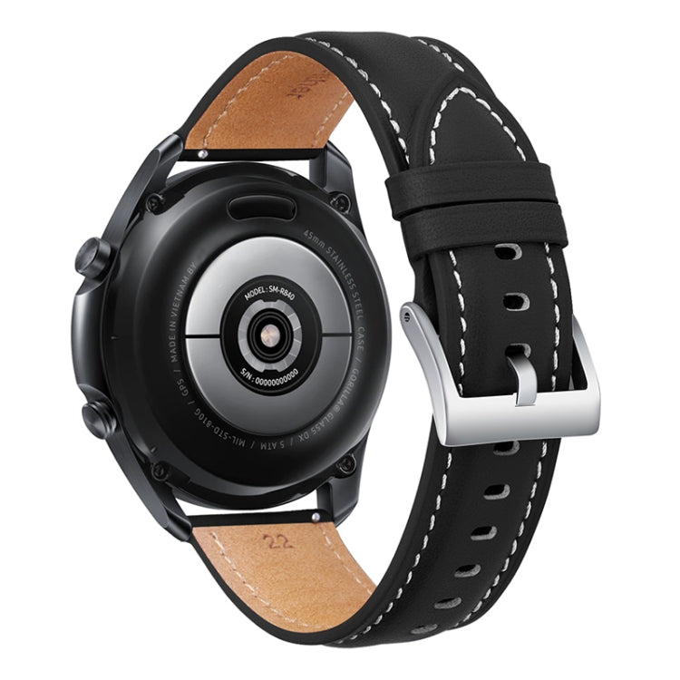 For Samsung Galaxy Watch4 40mm/44mm Leather Strap Watch Band(Black)