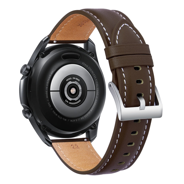For Samsung Galaxy Watch4 40mm/44mm Leather Strap Watch Band(Dark Brown)