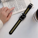 Silicone Watch Band For Apple Watch Series 7 41mm / 6&SE&5&4 40mm / 3&2&1 38mm(Black + Grass Green)