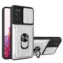 For Samsung Galaxy S20 FE Camera Cover Phone Case with Card Slot & Holder(White)