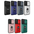 For Samsung Galaxy S20 FE Camera Cover Phone Case with Card Slot & Holder(Red)