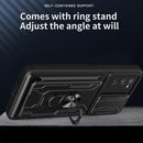 For Samsung Galaxy S20 FE Camera Cover Phone Case with Card Slot & Holder(Red)