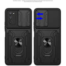 For Samsung Galaxy S20 FE Camera Cover Phone Case with Card Slot & Holder(Grey)