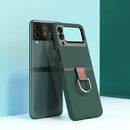 For Samsung Galaxy Z Flip3 5G Silicone + PC Ring Phone Case(Green)