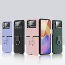 For Samsung Galaxy Z Flip3 5G Silicone + PC Ring Phone Case(Green)