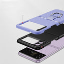 For Samsung Galaxy Z Flip3 5G Silicone + PC Ring Phone Case(Green)