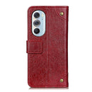 For Motorola Edge X30 Copper Buckle Nappa Texture Horizontal Flip Leather Phone Case(Wine Red)