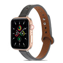 Double Rivets Leather Watch Band for Apple Watch Series 7 41mm / 6&SE&5&4 40mm / 3&2&1 38mm(Black)